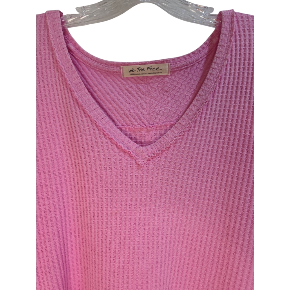 Free People‎ Coraline Thermal Top Women Small Oversize Waffle Knit Swing Blouse - Picture 4 of 7